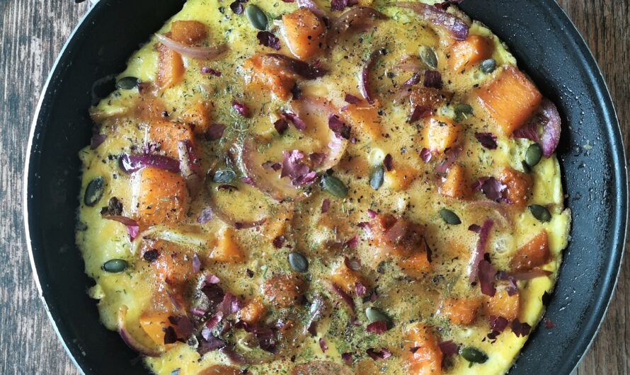 Omelette « zéro déchet » butternut et oignons rouges