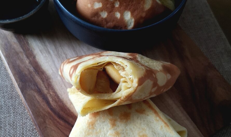 Samoussas de crêpes aux pommes, caramel de pommes