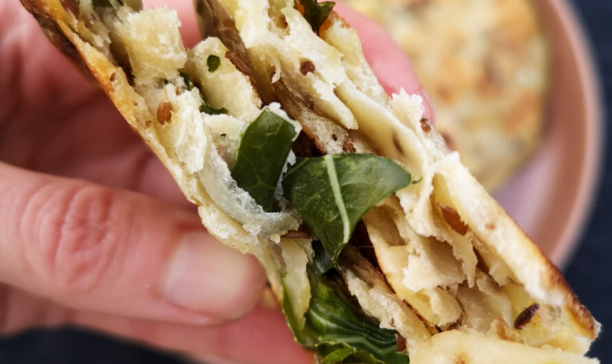 Scallion pancakes aux feuilles de chou-fleur